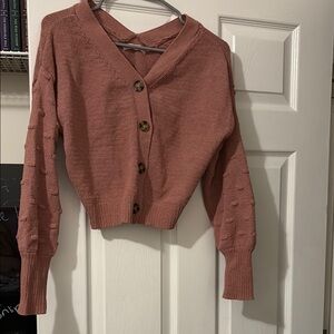 Women's Pink Button-Up Sweater